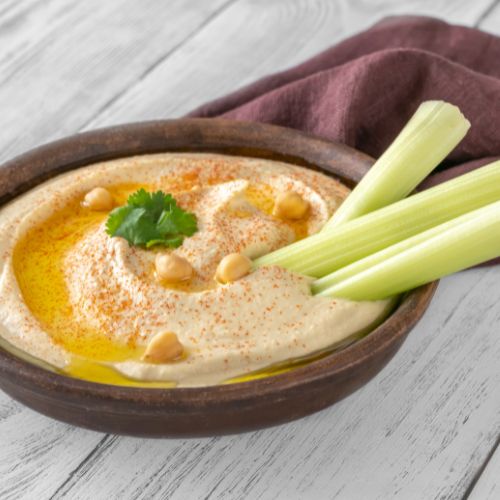 Hummus and Veggie Sticks 500x500px