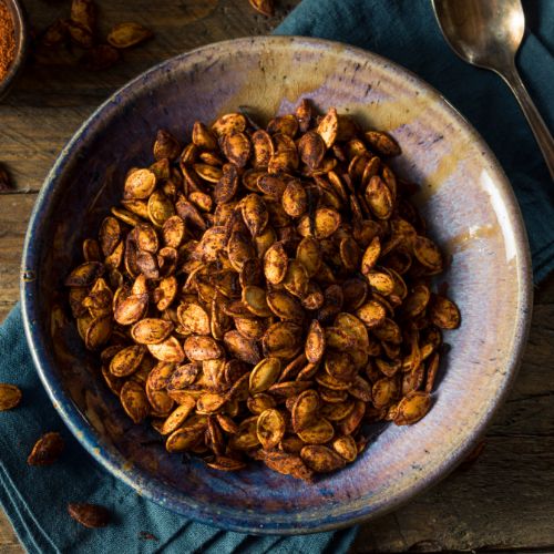 Spiced Roasted Pumpkin Seeds 500x500px